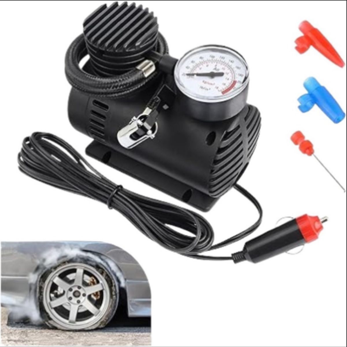 GENERICO - Mini Compresor Inflador Llantas Neumaticos 12V 250PSI