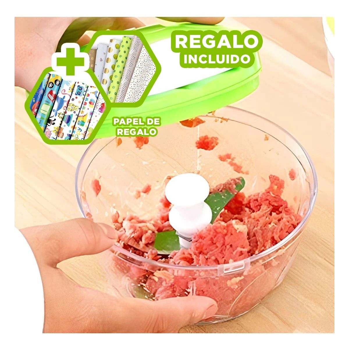 GENERICO - Picatodo Seguro para Alimentos en Verde Y+Papel de Regalo