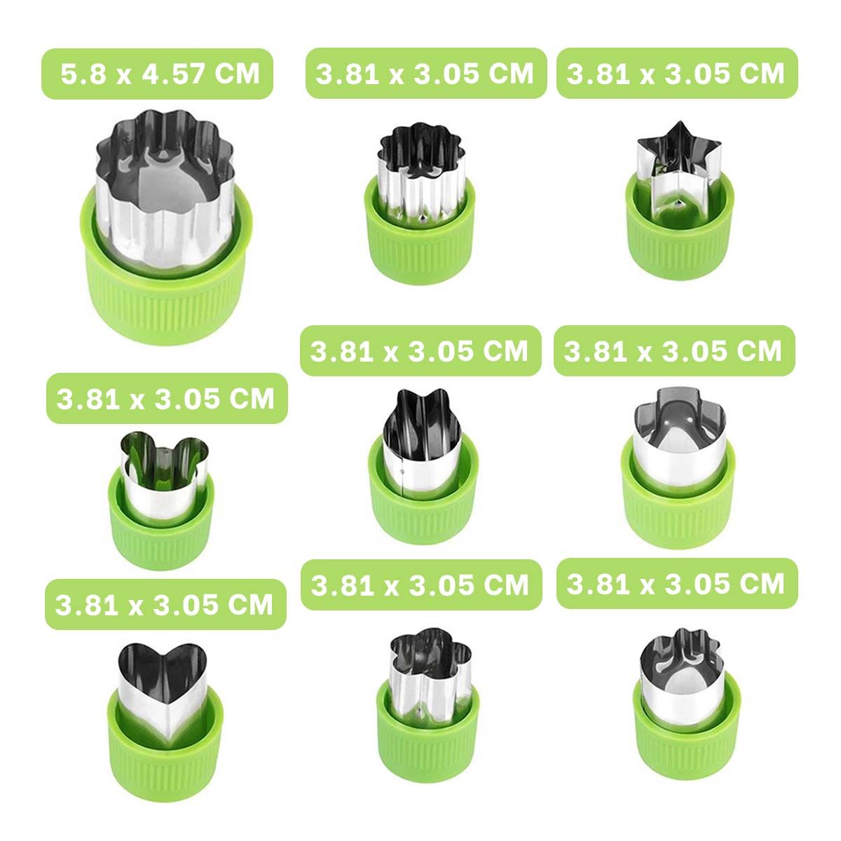 GENERICO - Pack4 Moldes para Cocina 9pzs en Verde Y+Regalo Stickers
