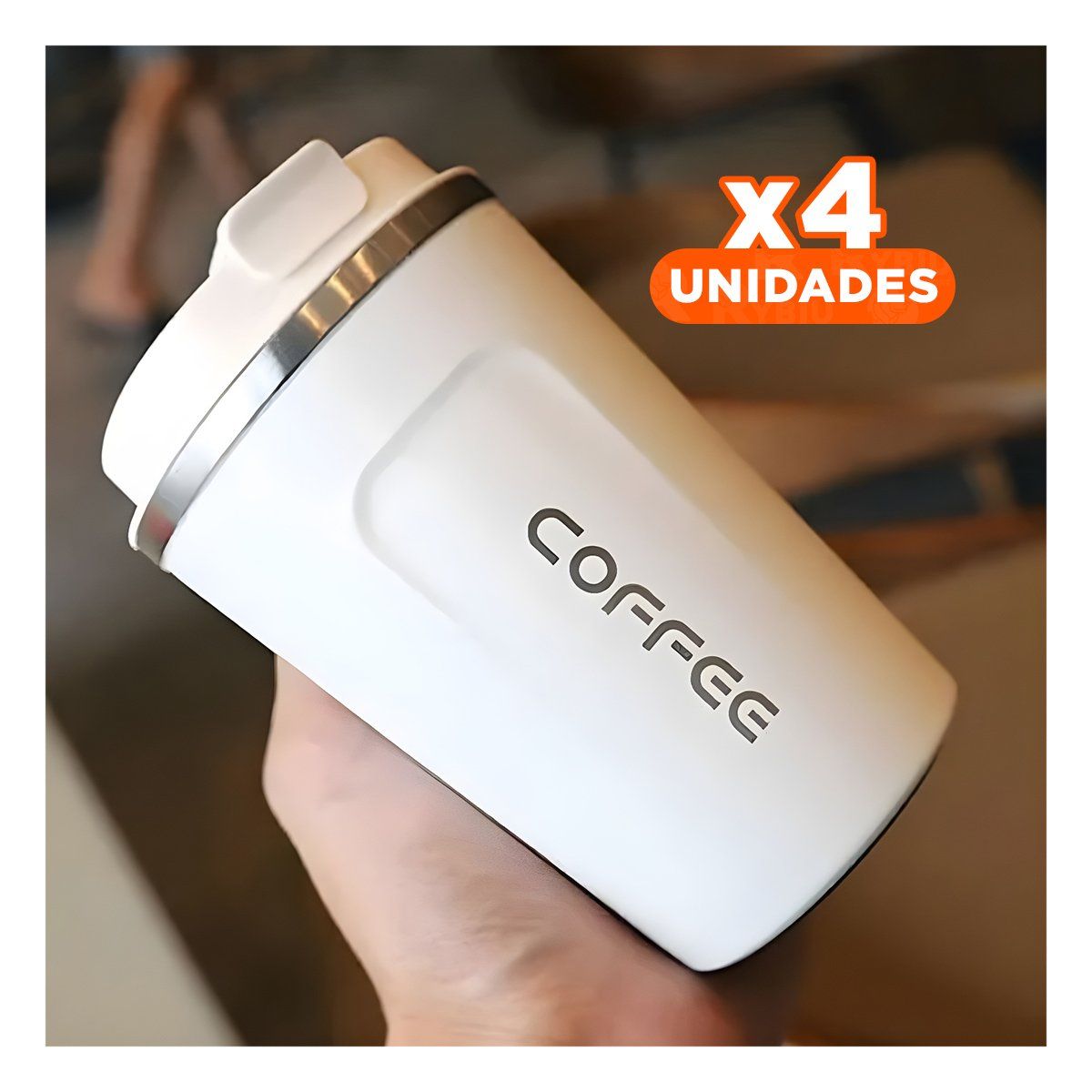 RYBIU IMPORT - Pack4 Termo para Bebidas Diarias Blanco Y+Regalo Stickers