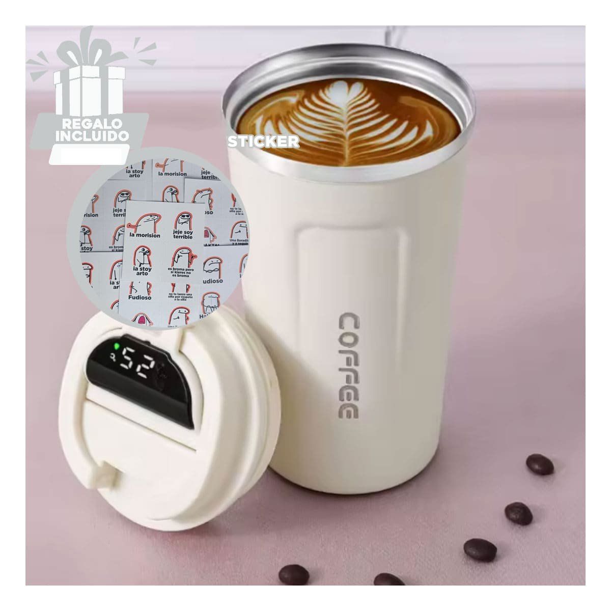 RYBIU IMPORT - Pack4 Termo para Bebidas Diarias Blanco Y+Regalo Stickers