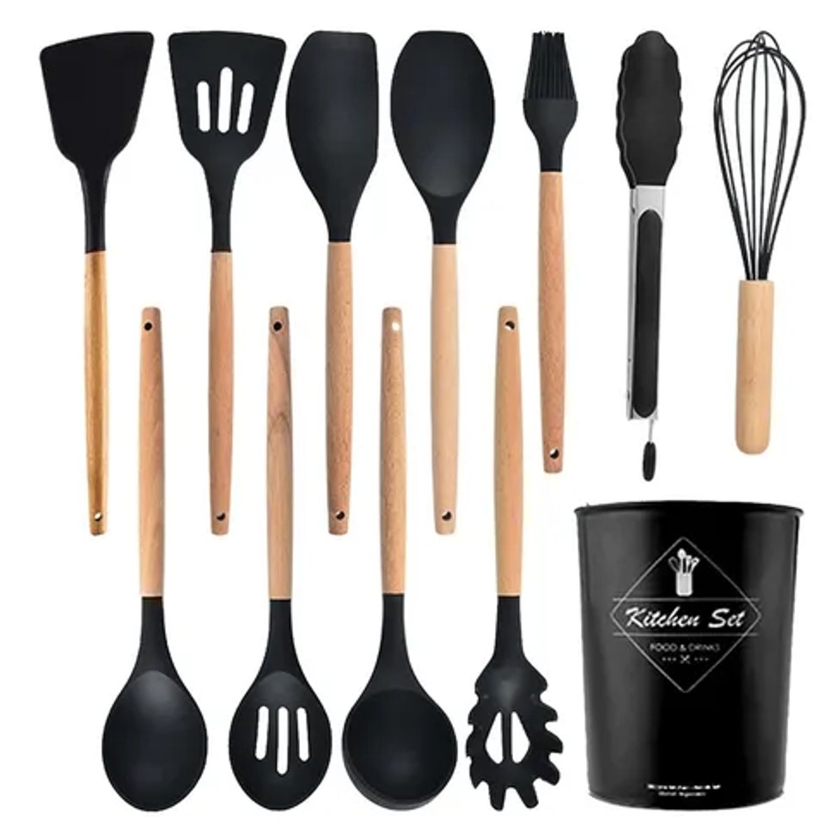 GENERICO - Juego de utensilios de cocina de silicona de 12 piezas