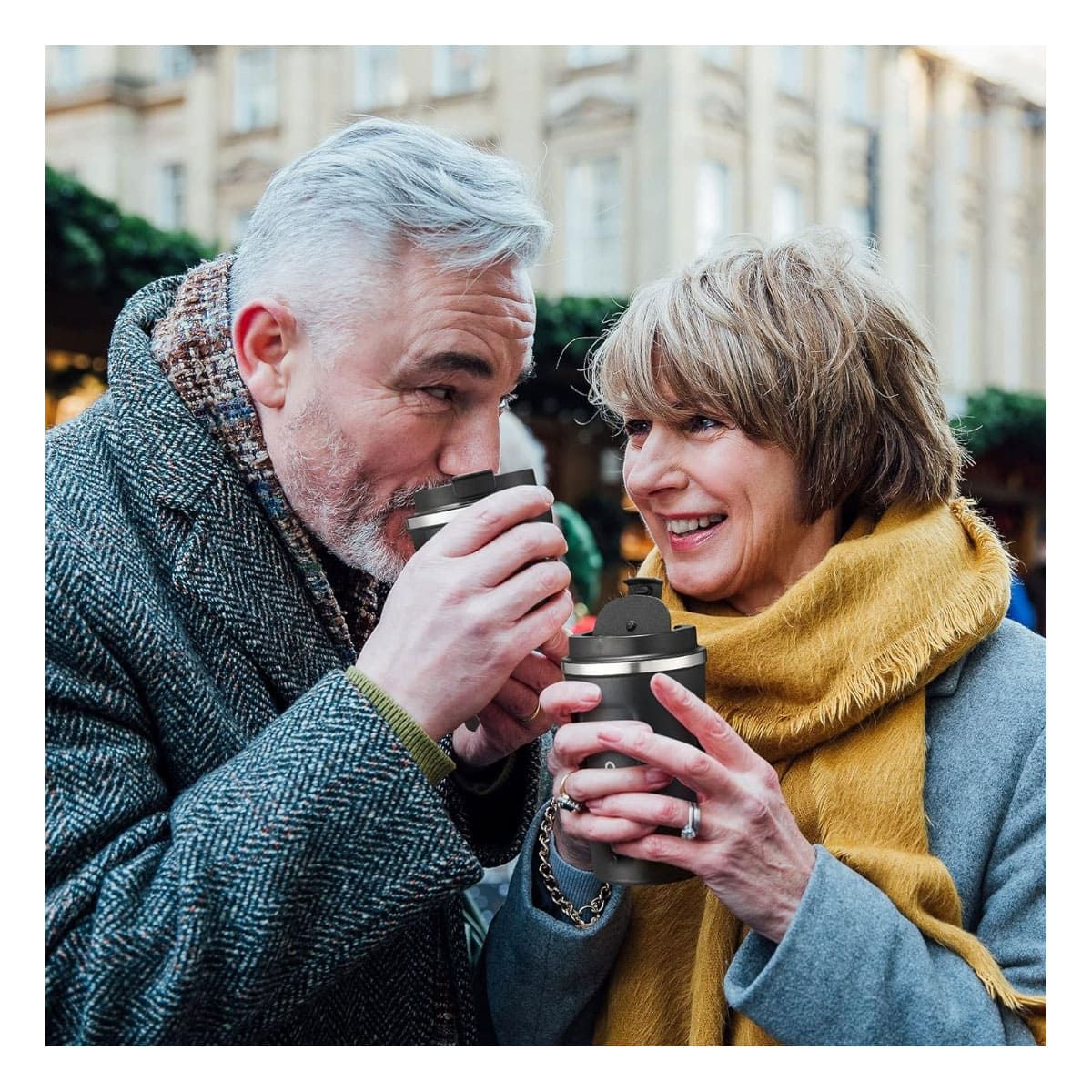 GENERICO - Pack2 Vaso Termico de 510ml en Negro Y+Banderitas Adhesivas