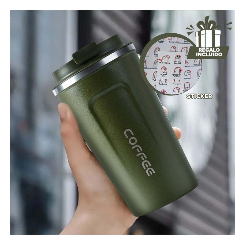 RYBIU IMPORT - Vaso a prueba de Fuga en Verde Petroleo Y+Regalo Stickers