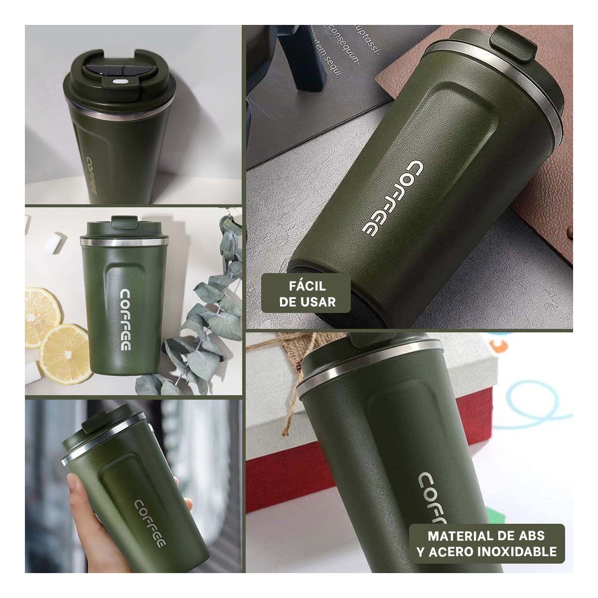 RYBIU IMPORT - Vaso a prueba de Fuga en Verde Petroleo Y+Regalo Stickers