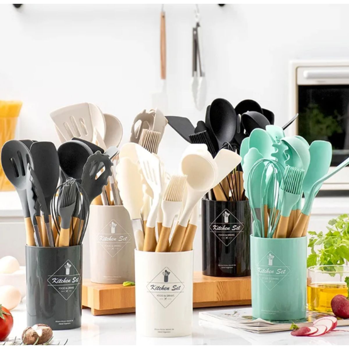 GENERICO - Juego de utensilios de cocina de silicona de 12 piezas