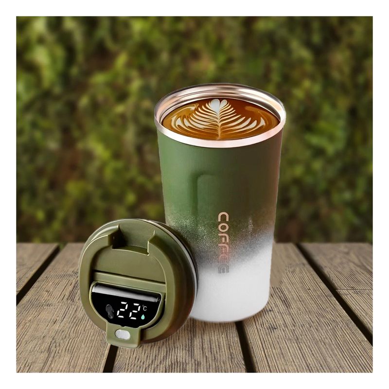 GENERICO - Pack2 Vaso Inoxidable Tapa Digital Verde Y+Regalo Stickers