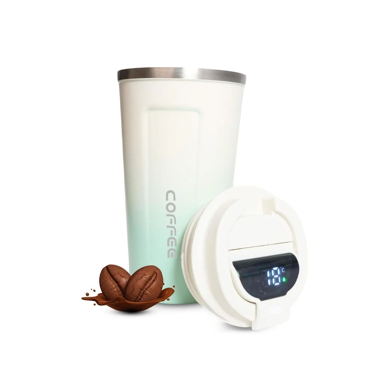 GENERICO - Vaso Termo Pantalla LED y Capacidad de 510ml Celeste