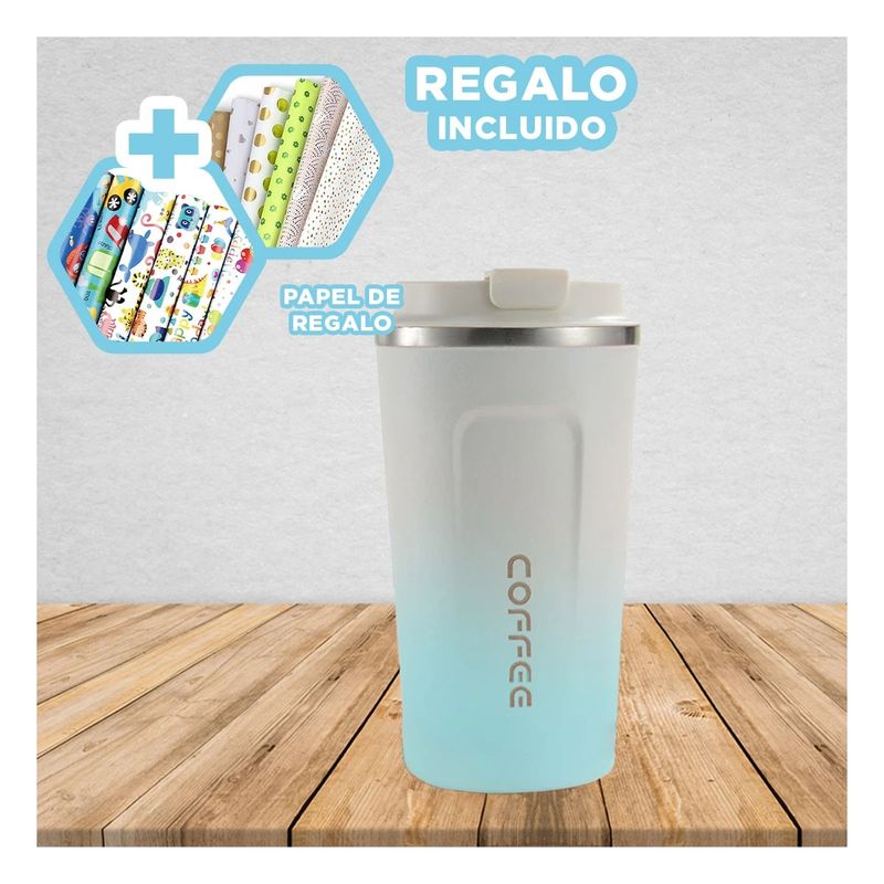 GENERICO - Vaso Digital Termico y Resistente Celeste Y+Papel de Regalo