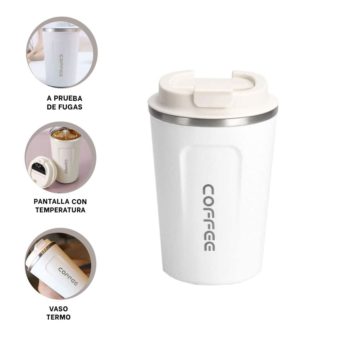 RYBIU IMPORT - Pack2 Vaso Termico para Bebidas Calientes en Blanco