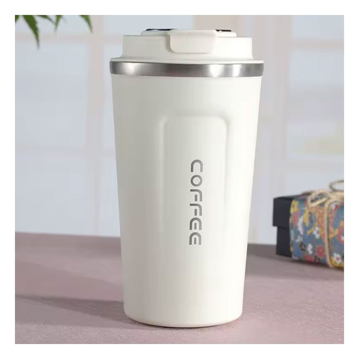 GENERICO - Pack2 Vaso Termico de 510ml en Blanco Y+Banderitas Adhesivas