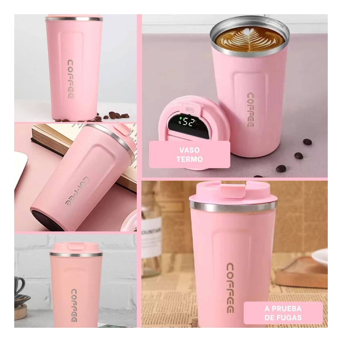 RYBIU IMPORT - Vaso a prueba de Fuga en Rosado Y+Regalo Stickers