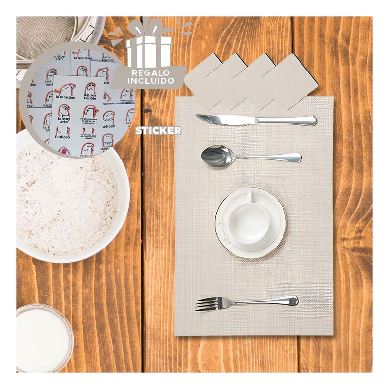 RYBIU IMPORT - Individuales de Mesa con Estilo en Beige Y+Regalo Stickers