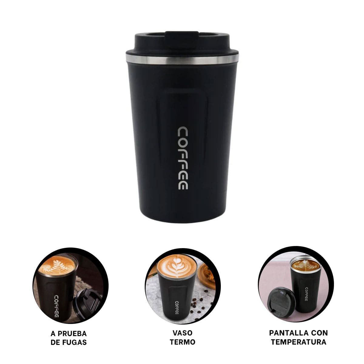 RYBIU IMPORT - Vaso Termo Digital Portatil de 510ml de Color Negro