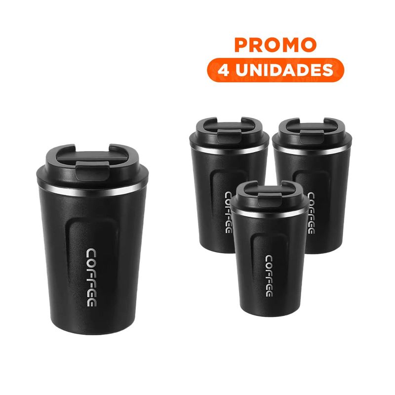 RYBIU IMPORT - Pack4 Termo con Medidor de Temperatura de Color Negro