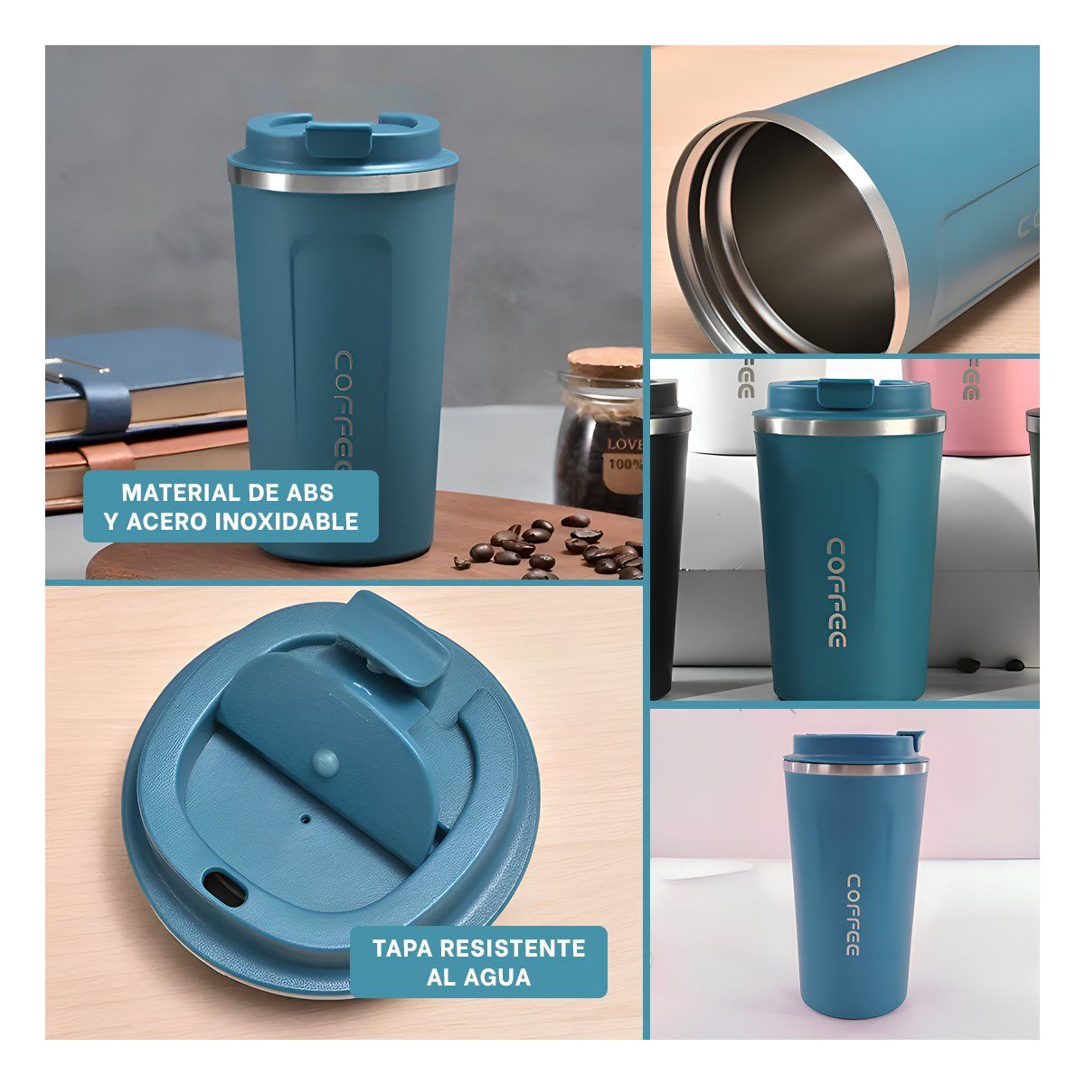 RYBIU IMPORT - Pack2 Vaso Moderno Ternico en Azul Petrole Y+Papel de Regalo