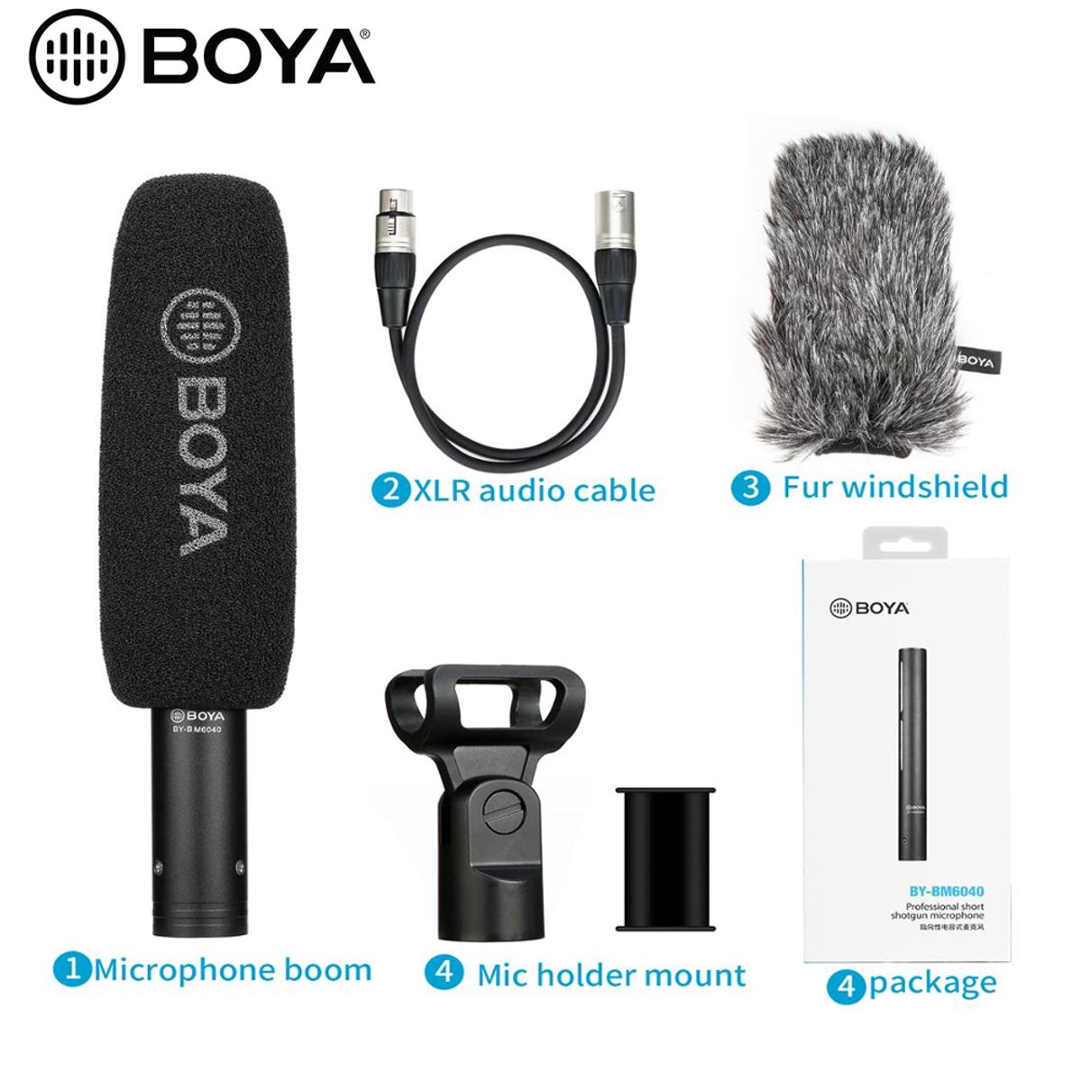 BOYA - BOYA BY-BM6040 - Micrófono de Cañon Boom para cámaras