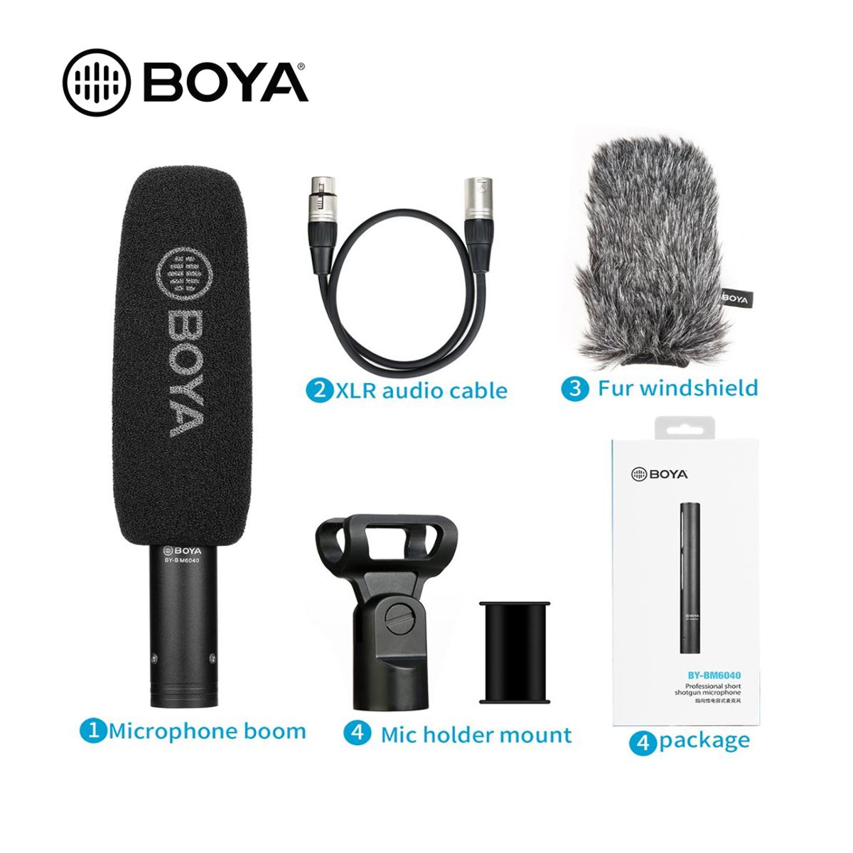 BOYA - BOYA BY-BM6040 - Micrófono de Cañon Boom para cámaras