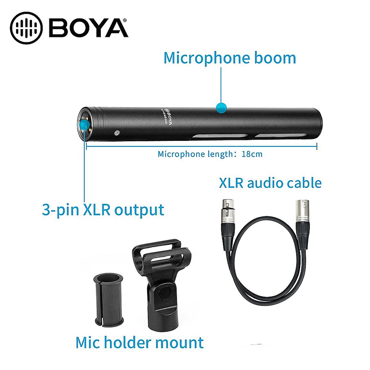 BOYA - BOYA BY-BM6040 - Micrófono de Cañon Boom para cámaras