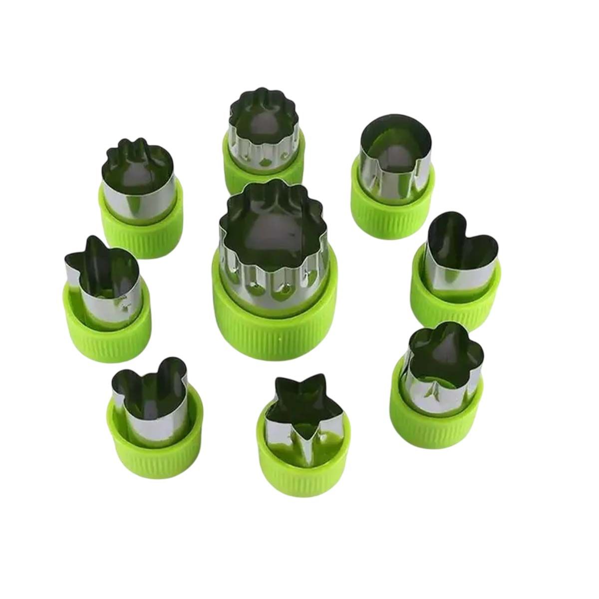 GENERICO - Cortadores con Formas para Frutas y Verduras 9pzs en Verde