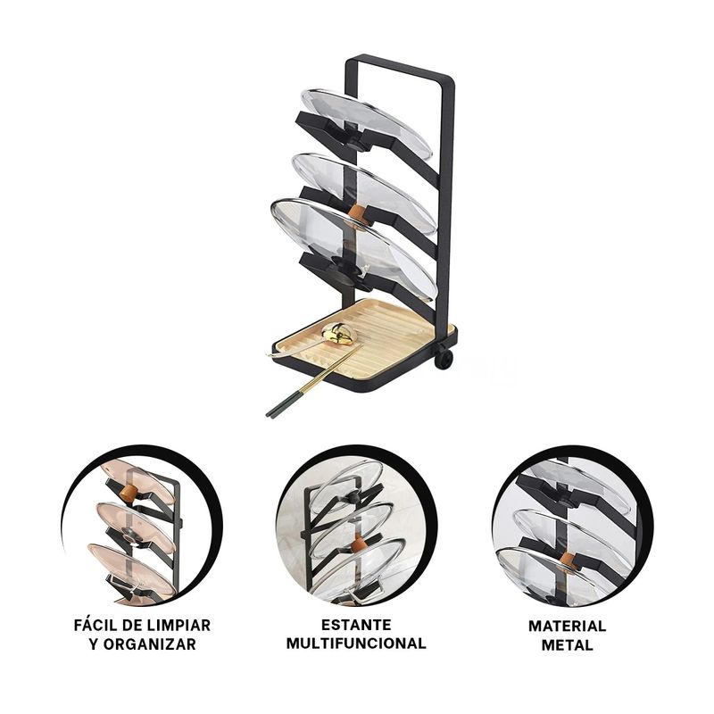 GENERICO - Pack4 Organizador para Cubiertos Negr Y+Banderitas Adhesivas