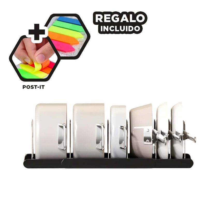 GENERICO - Estante que Acomoda Ollas Ovalado Negro Y+Post-it Adhesivos