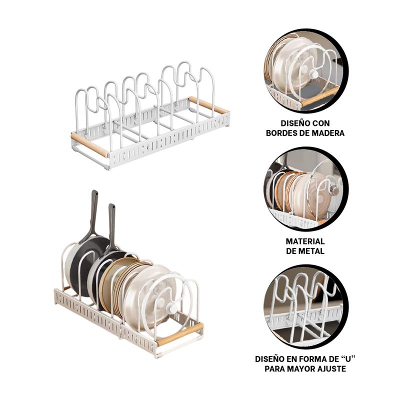 GENERICO - Pack2 Organizador Funcional Borde en Blanc Y+Ligas de Regalo