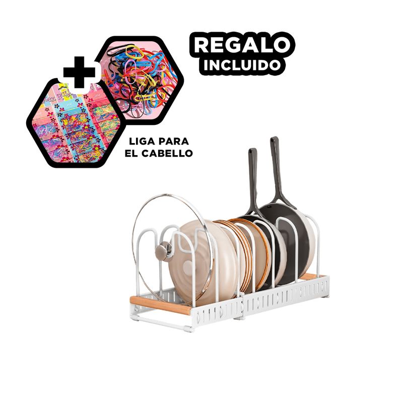 GENERICO - Pack6 Soporte de Ollas Ovalada Blanco Y+Ligas de Regalo
