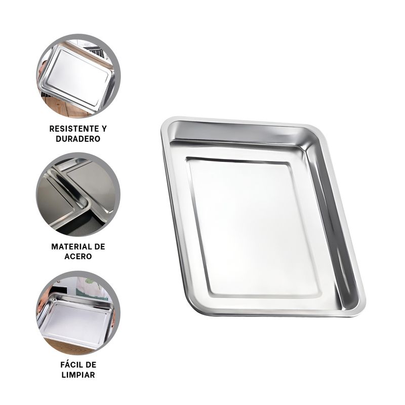 GENERICO - Pack12 Bandeja Funcional para Bocaditos 40x30x2cm Plateado