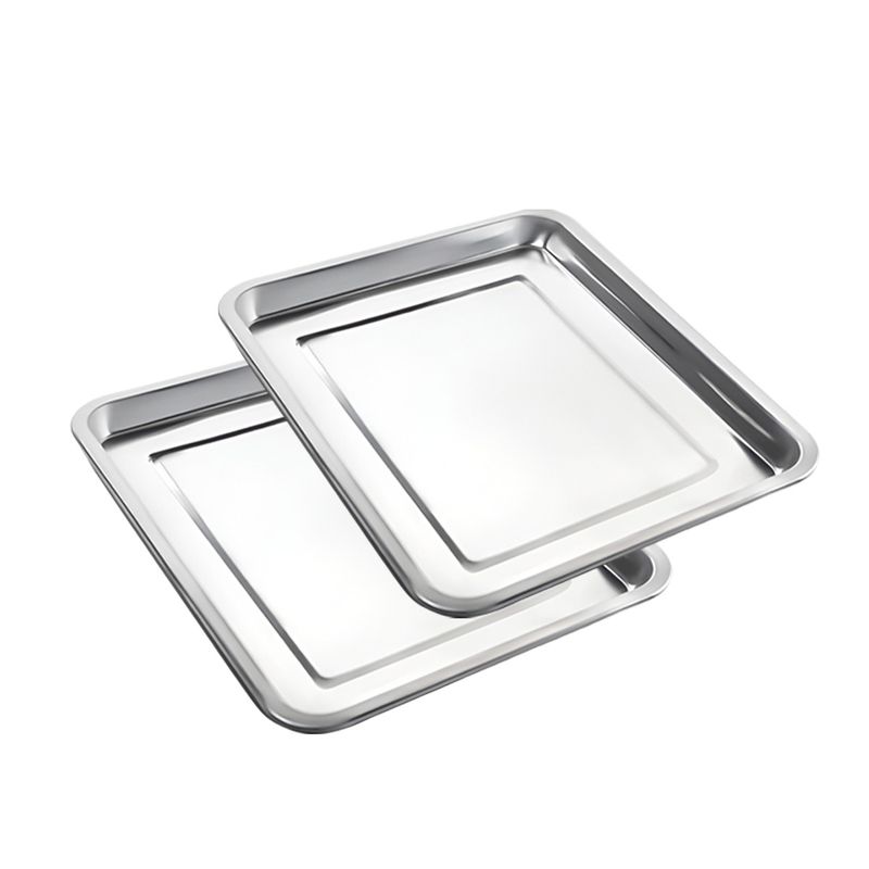GENERICO - Pack2 Bandeja Rectangular de Acero 45x35x2cm en Plateado