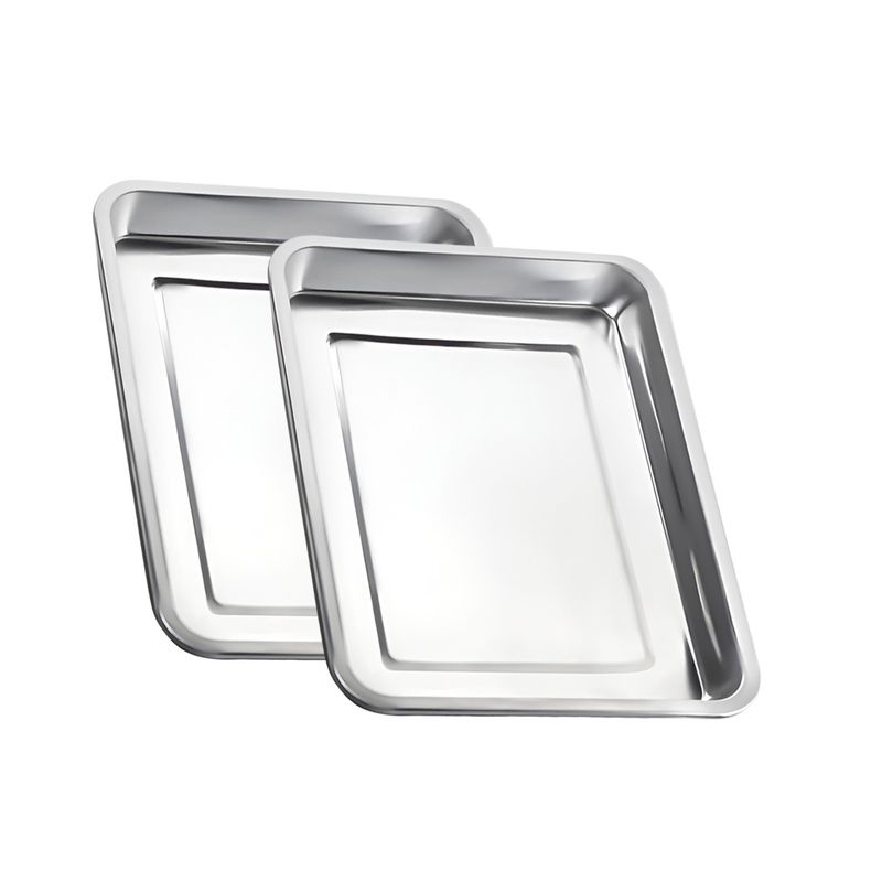 GENERICO - Pack2 Bandeja Rectangular de Acero 50x35x2cm en Plateado