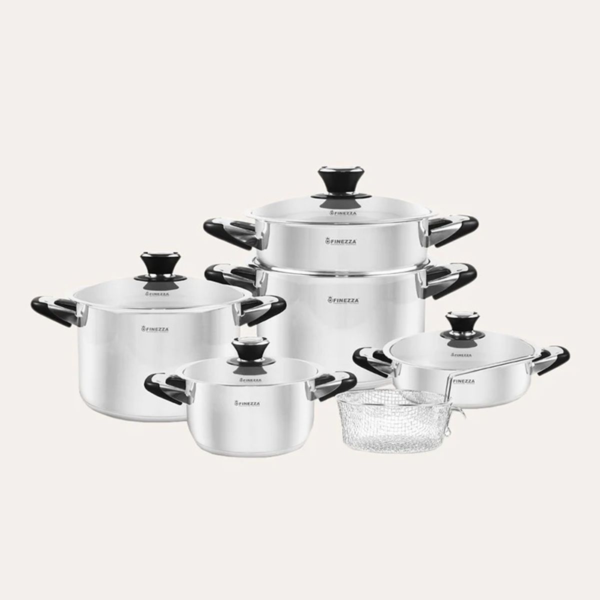 FINEZZA - Juego de ollas de acero Inoxidable de 11pzas FZ2011LX