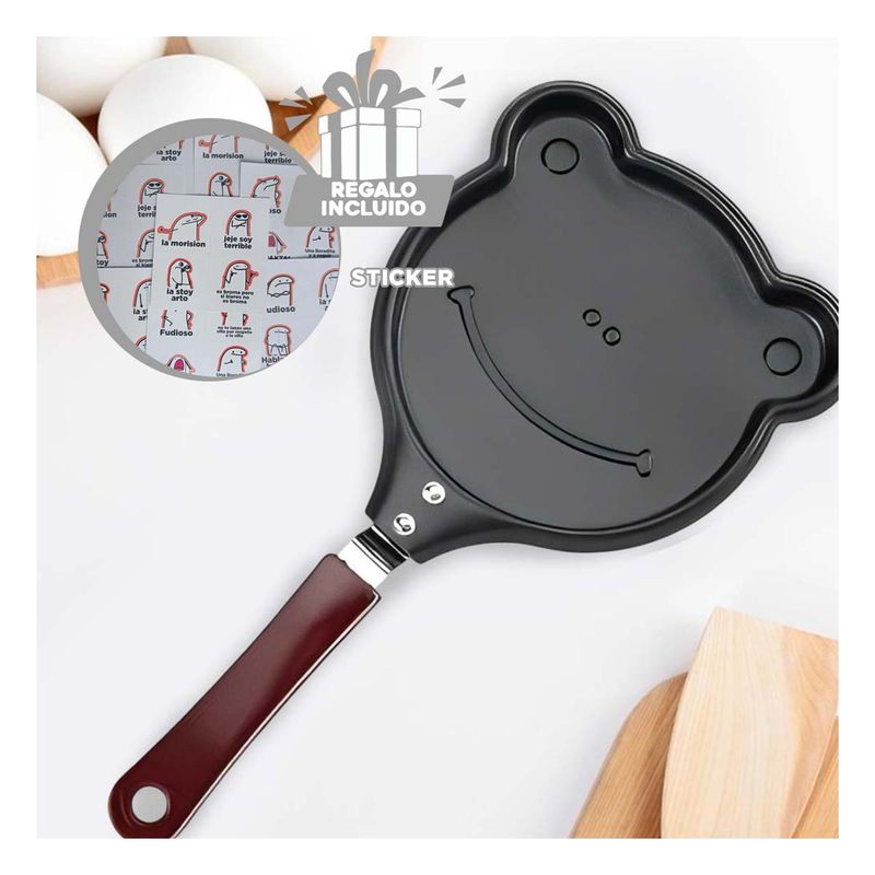 GENERICO - Sarten de Aluminio Cabeza de Rana y Mango Y+Regalo Stickers