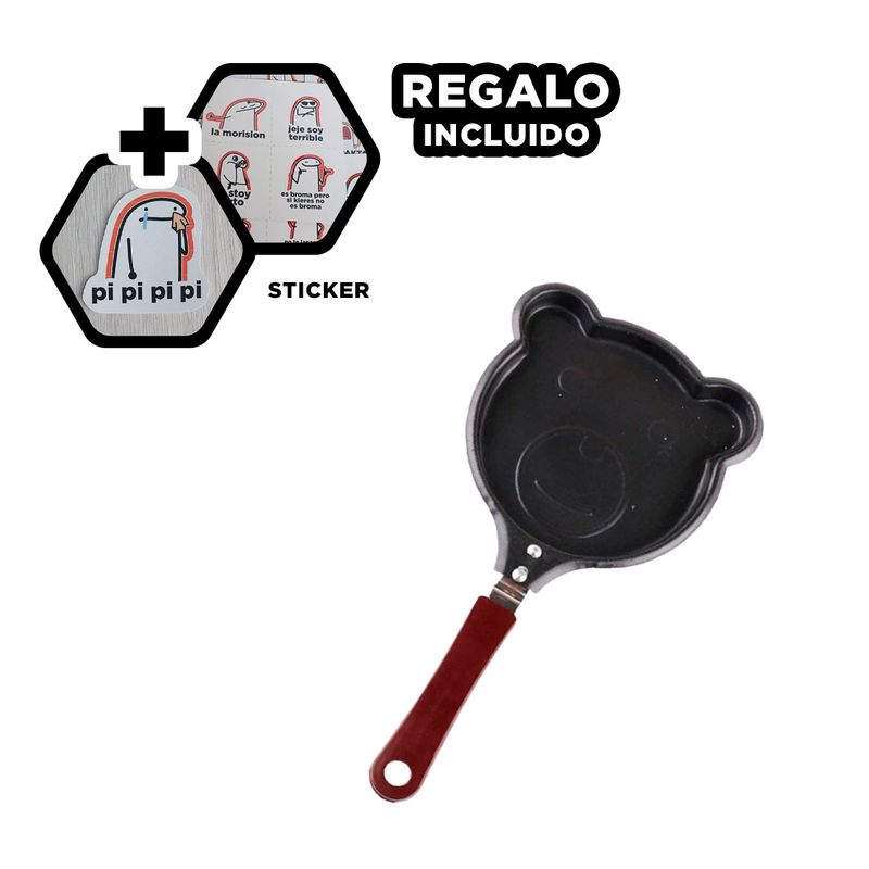 GENERICO - Pack12 Sarten de Aluminio de Oso con Mango Y+Regalo Stickers