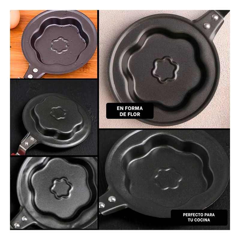 GENERICO - Pack4 Sarten con Mango y Forma Flor Y+Regalo Agendita