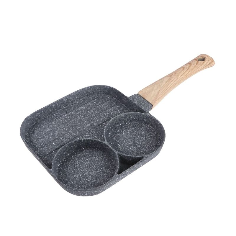 GENERICO - Sarten Antiadherente de 3 Divisiones con Mango de Madera