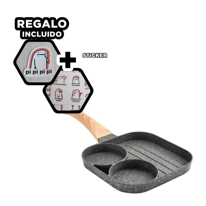 GENERICO - Pack12 Sarten en Plomo de 3 Divisiones Y+Regalo Stickers