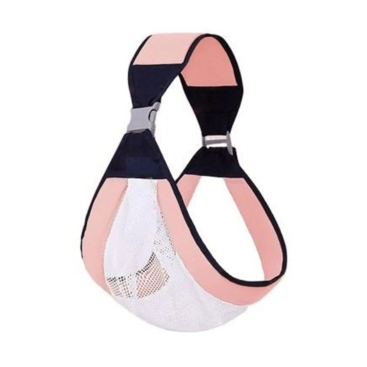 GENERICO - Porta Bebe Fular Rosa con Malla Blanca