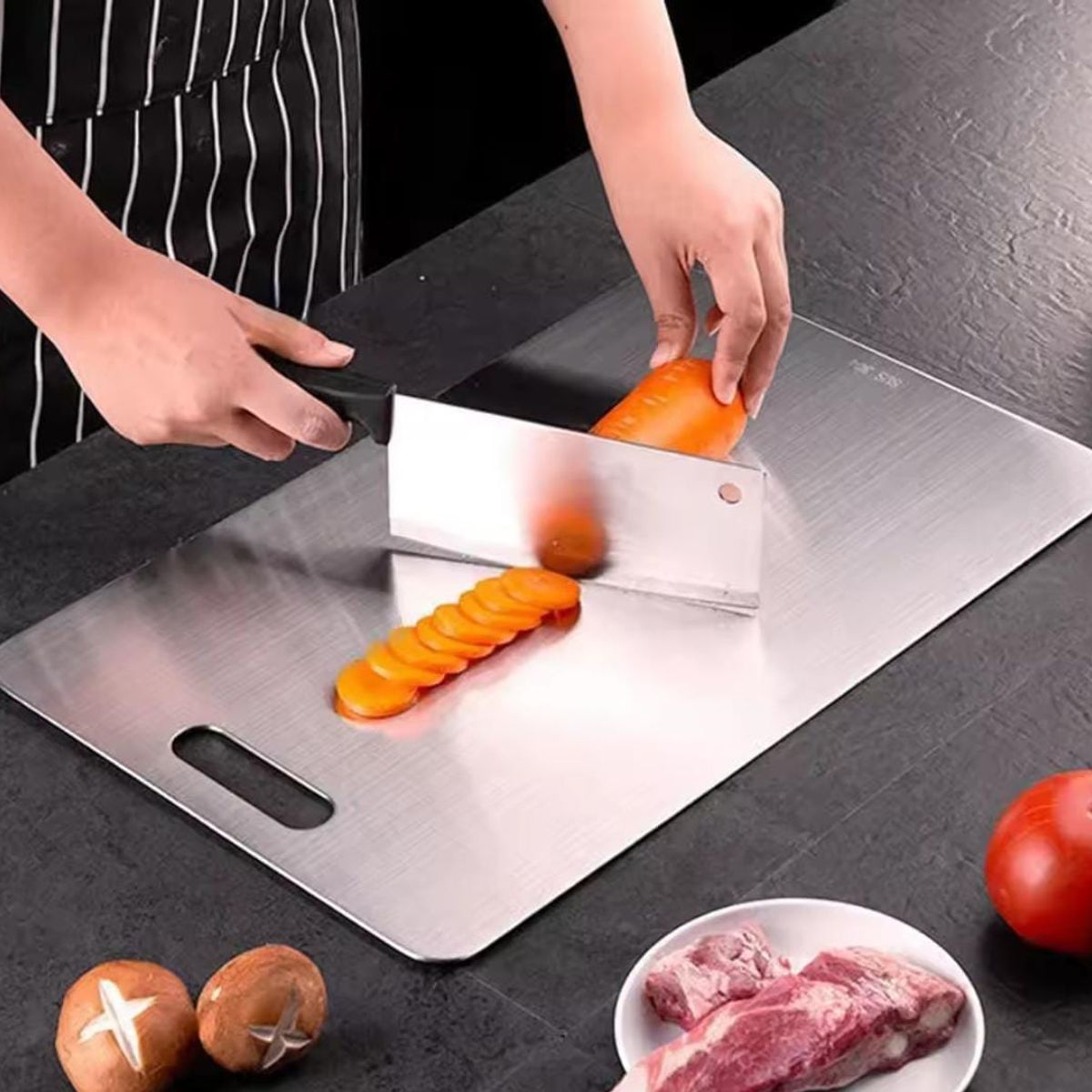 GENERICO - Tabla de picar en acero inoxidable 40cm x 30 cm - REGALO