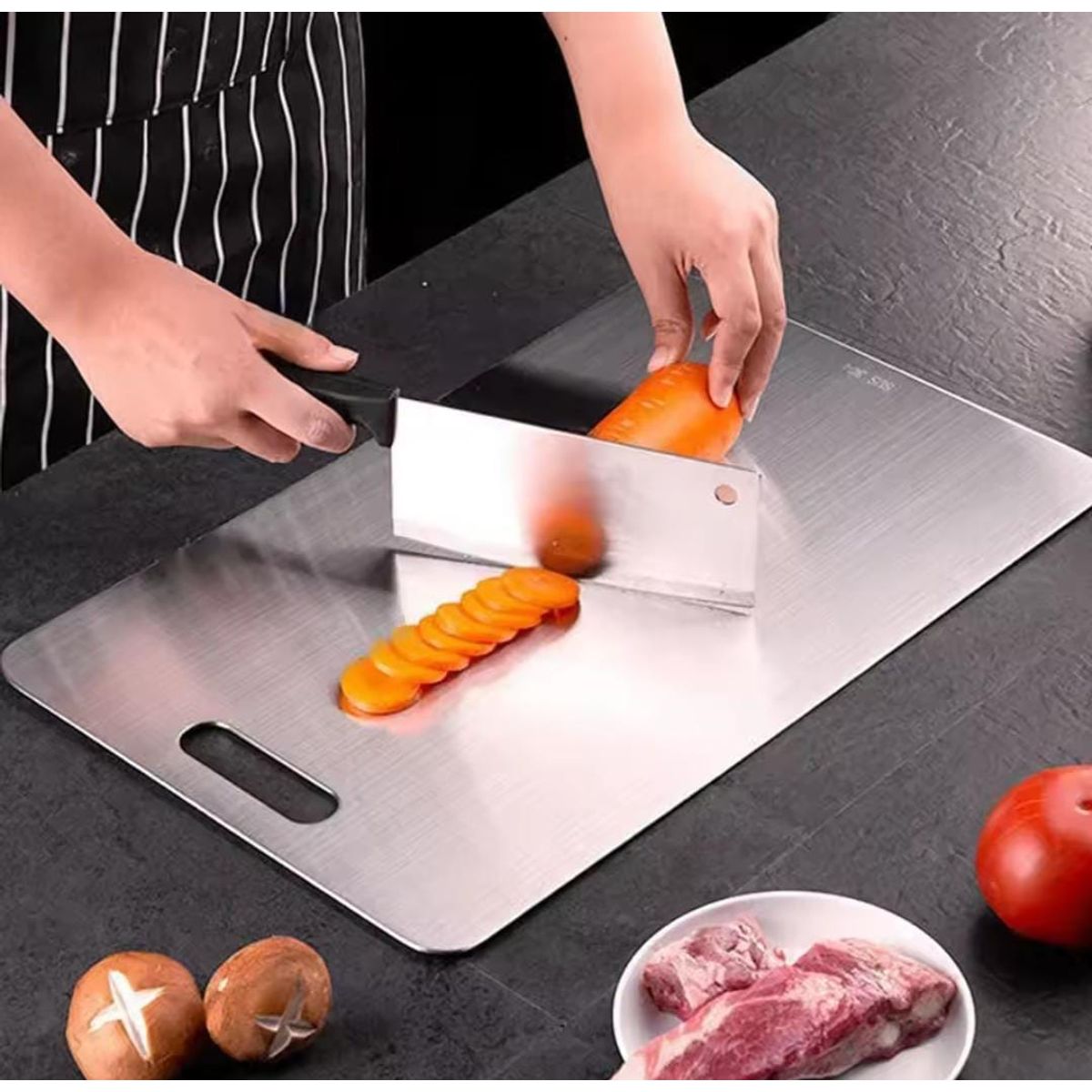 GENERICO - Tabla de picar en acero inoxidable 40cm x 30 cm - REGALO