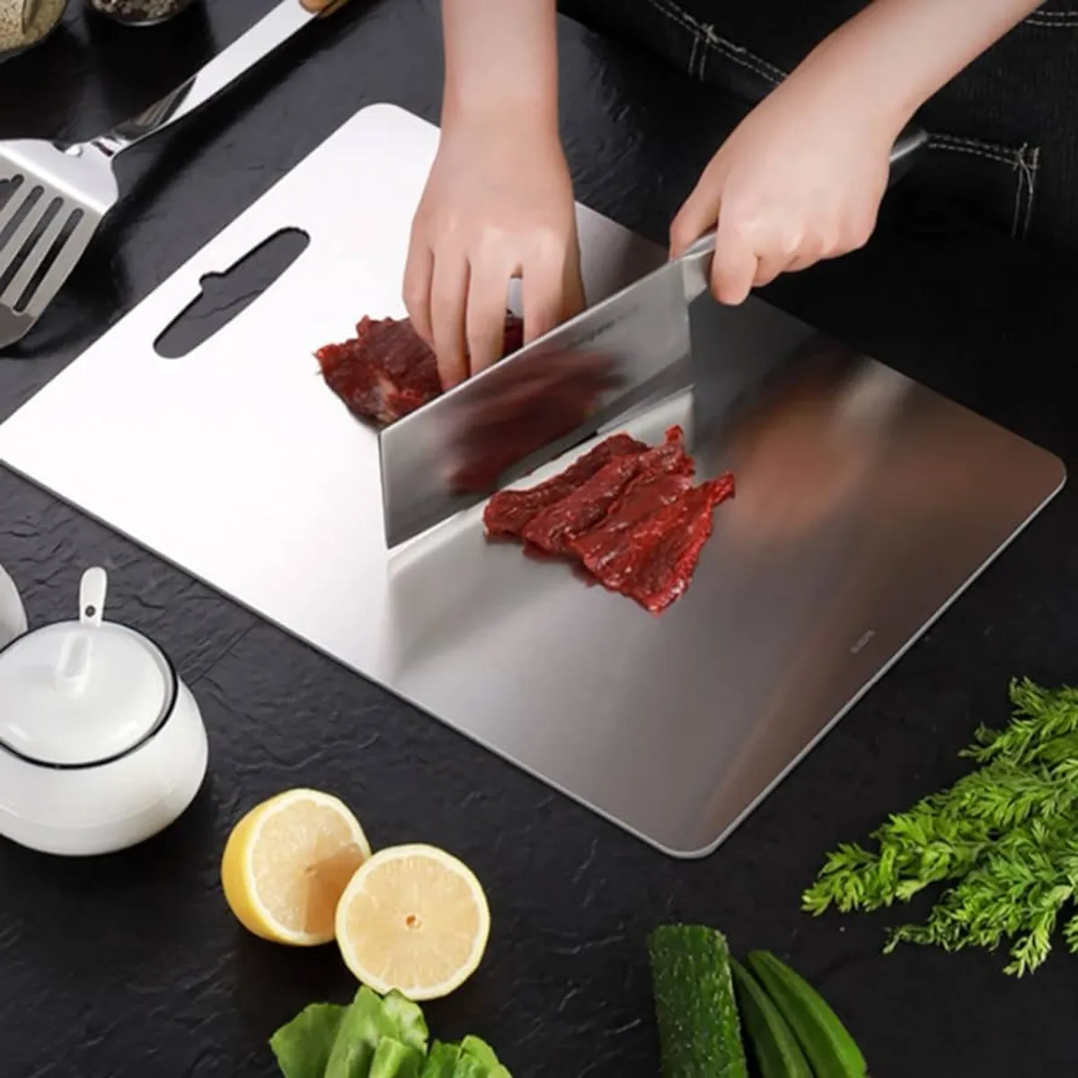 GENERICO - Tabla de picar en Acero Inoxidable 40cm x 30cm - CALIDAD 304