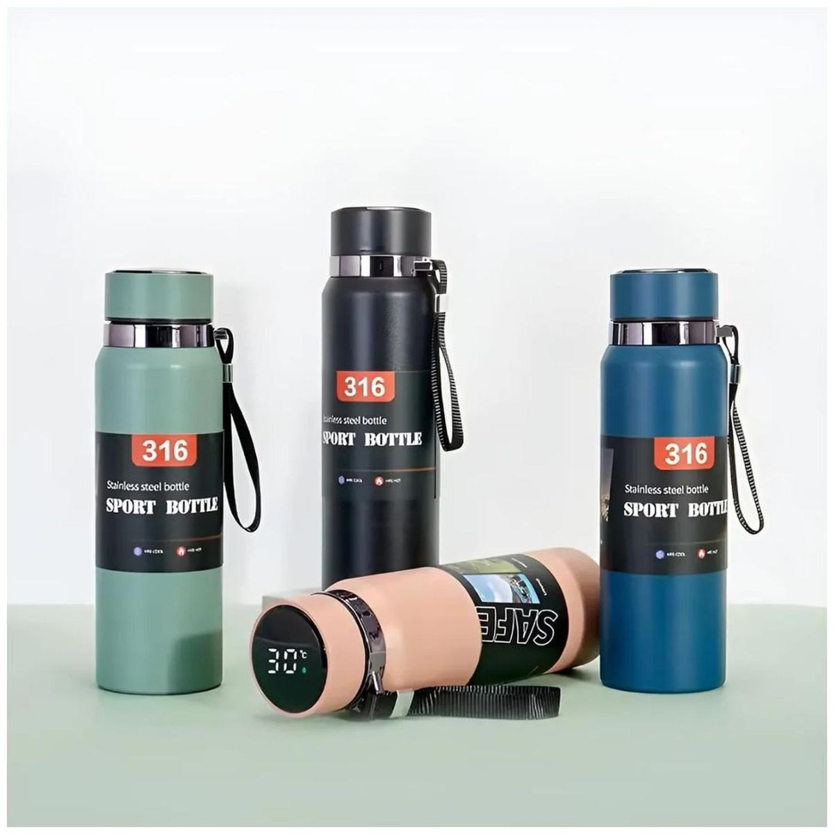 GENERICO - Termo Digital de Acero Inoxidable 800ml Bebidas Frías y Calientes Gris