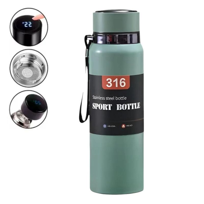 GENERICO - Termo Digital de Acero Inoxidable 800ml Bebida Frías y Calientes Verde