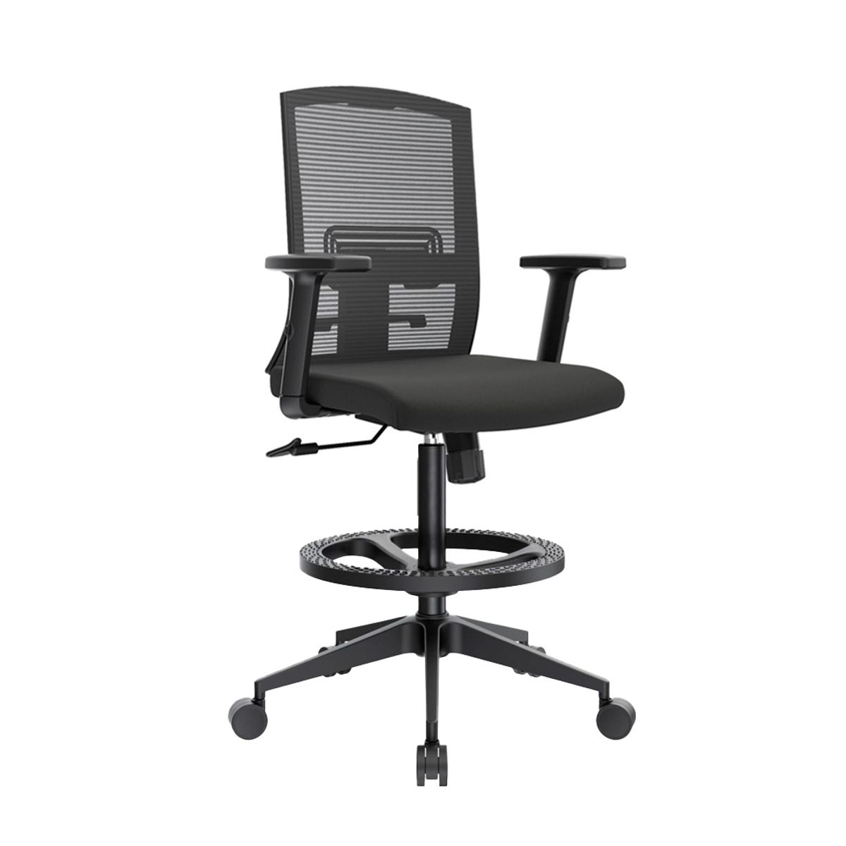 OFIDEAS - Silla Cajero Ergonómica Con Apoyabrazos Monk Negro Nylon Ofideas