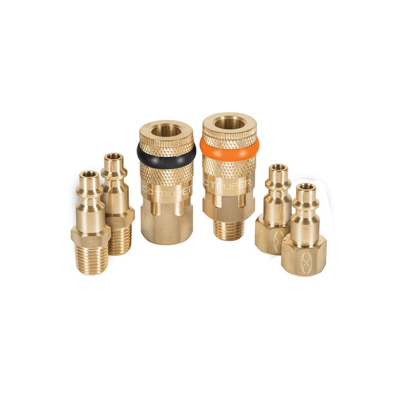 TRUPER - JUEGO DE 4 CONECTORES Y 2 ACOPLES PARA COMPRESORA, TRUPER 18075