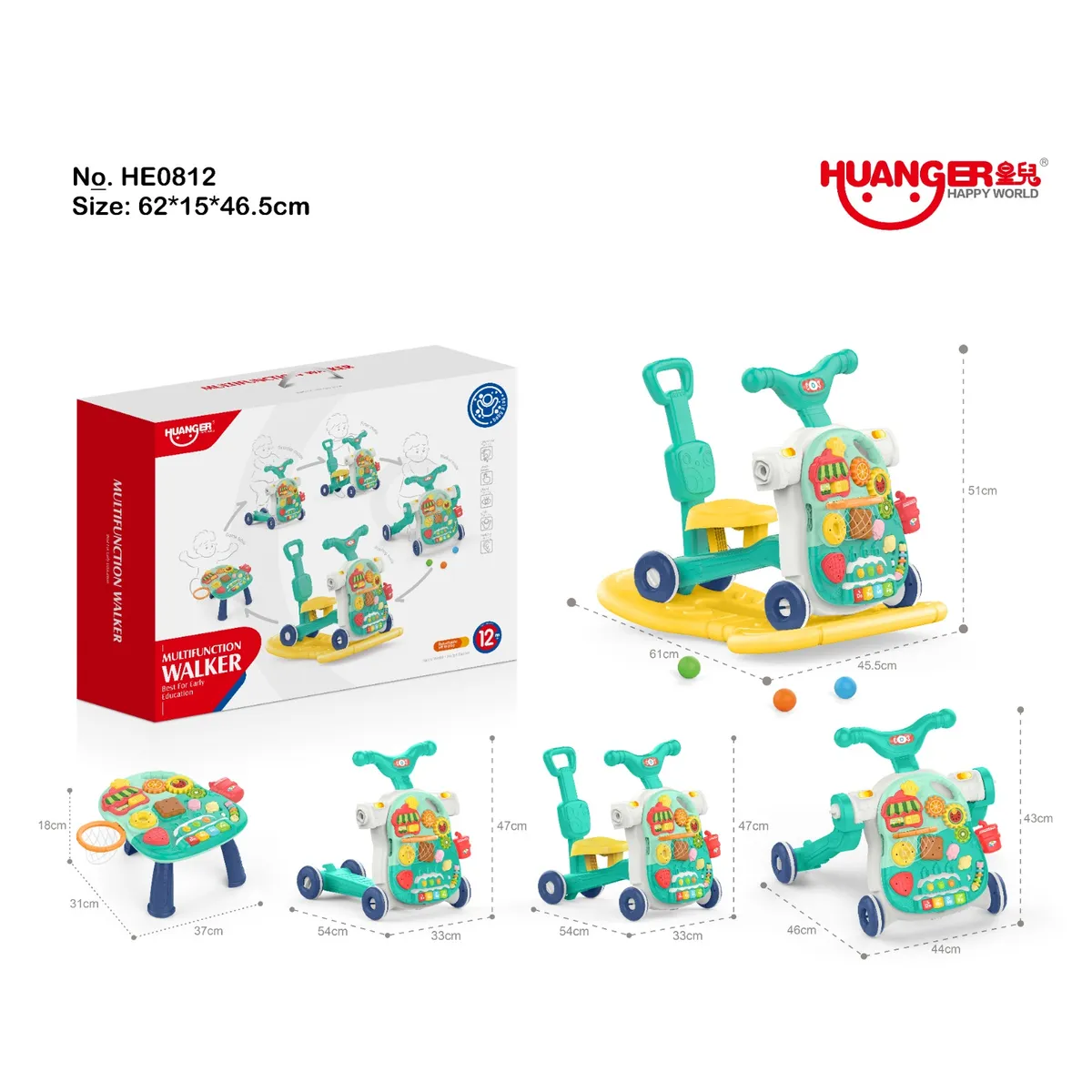 HUANGER - CAMINADOR MULTIFUNCIONAL 5 EN 1 VERDE