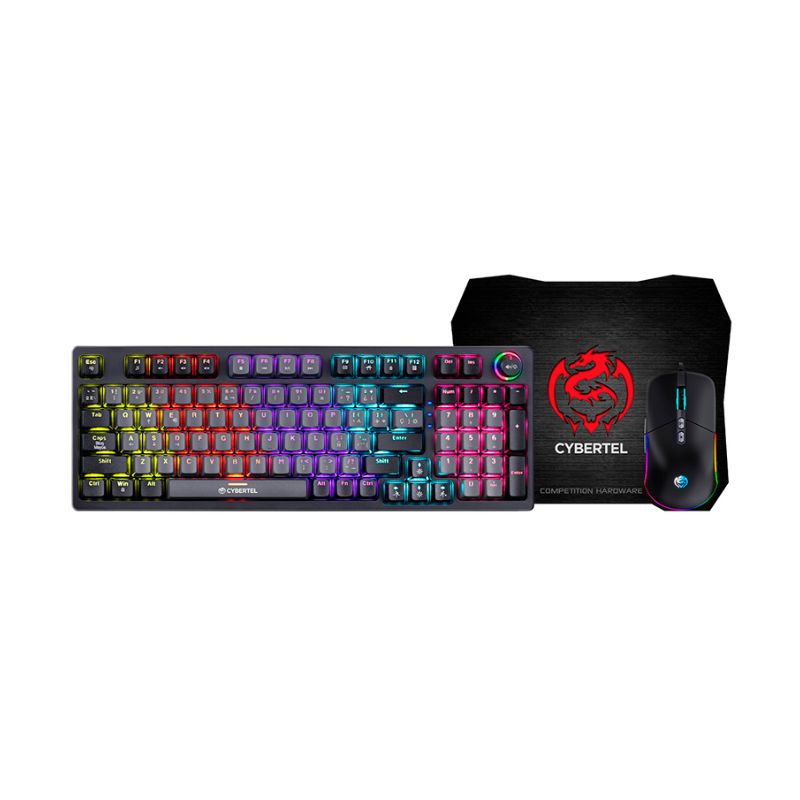 CYBERTEL - Kit Teclado Gamer Mecánico + Mouse Gamer + Pad Mouse Cybertel Striker GT1802