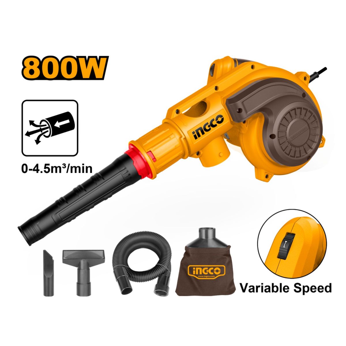 INGCO TOOLS - Sopladora aspiradora 800w industrial Ingco