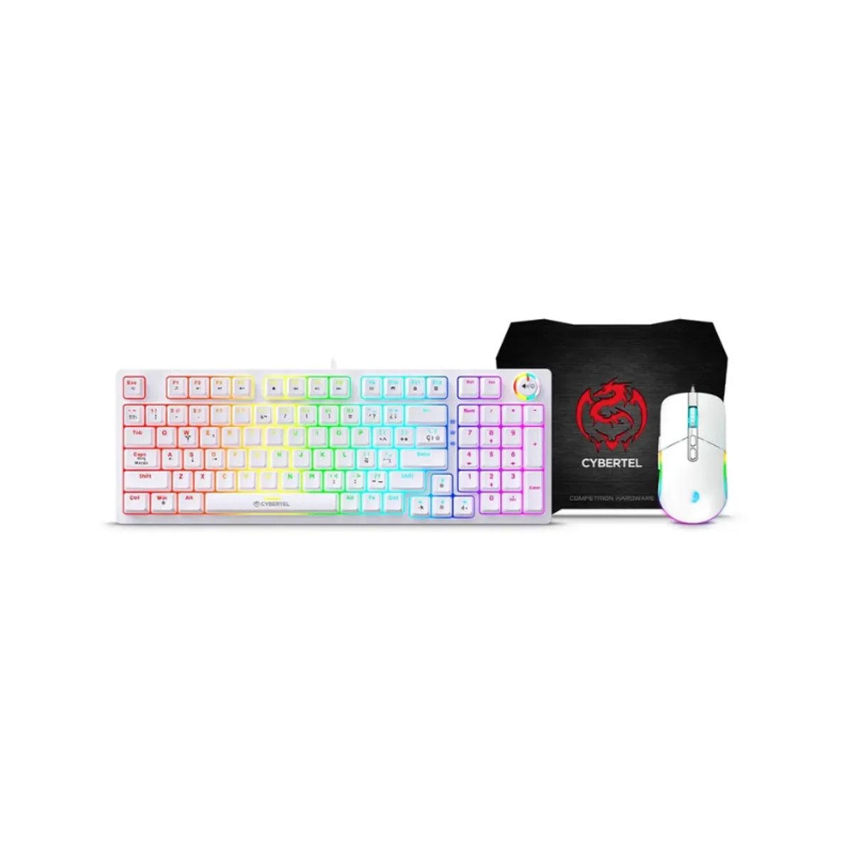 CYBERTEL - Kit Gamer CBX GT1802W Teclado Gamer Mecanico + Mouse + Padmouse Cybertel