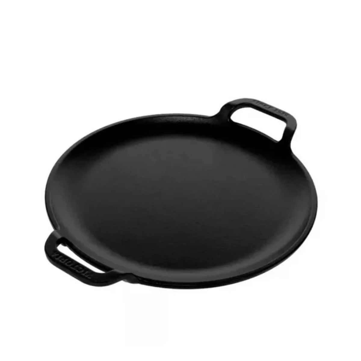 VICTORIA - Plancha para Pizza Hierro Fundido con Doble Asa 25 cm – Modelo Curado